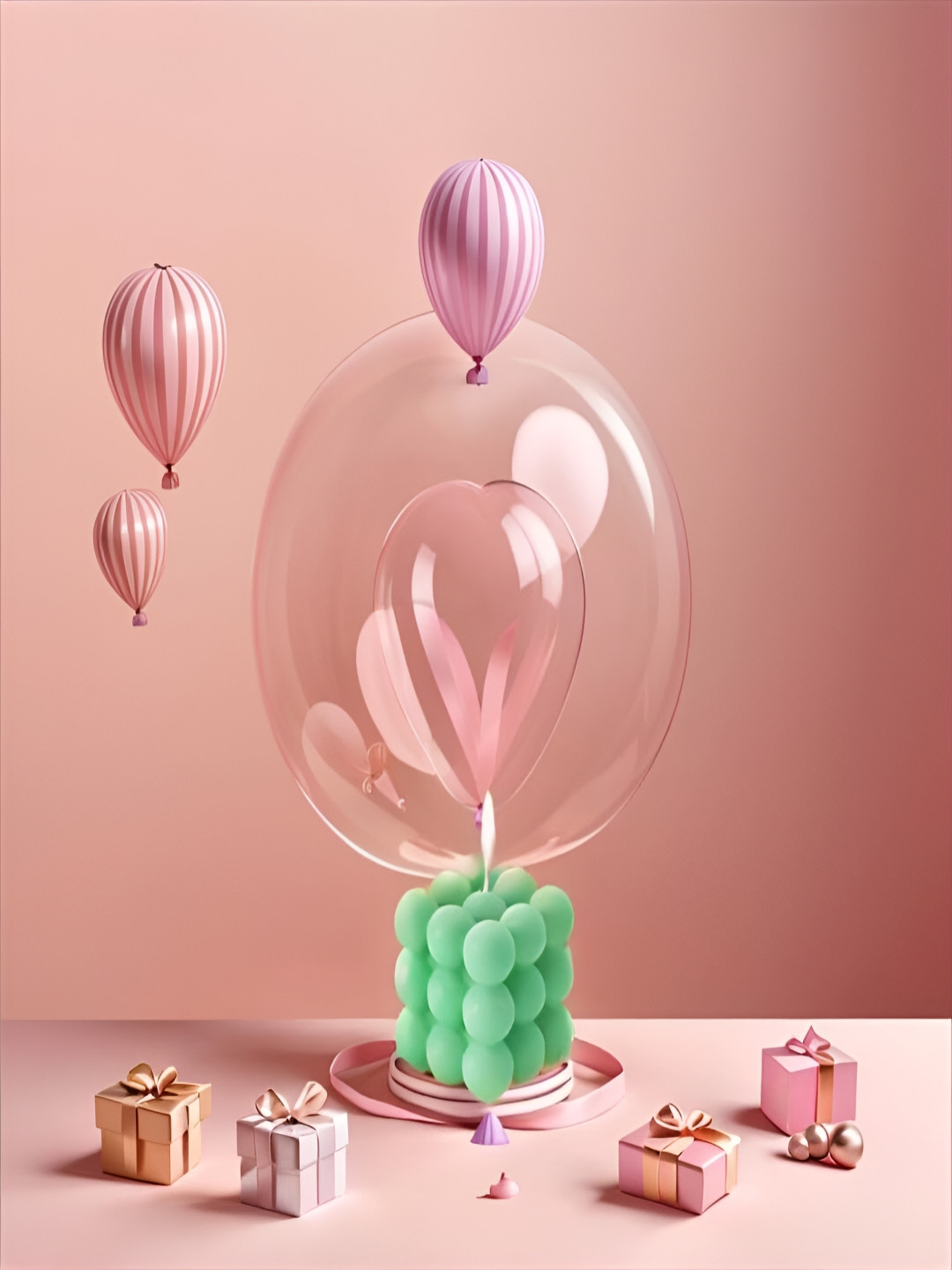 PROKART Premium Bubble Cube Scented 1 Wick Scented Solid Geometric Regular Pillar Candles