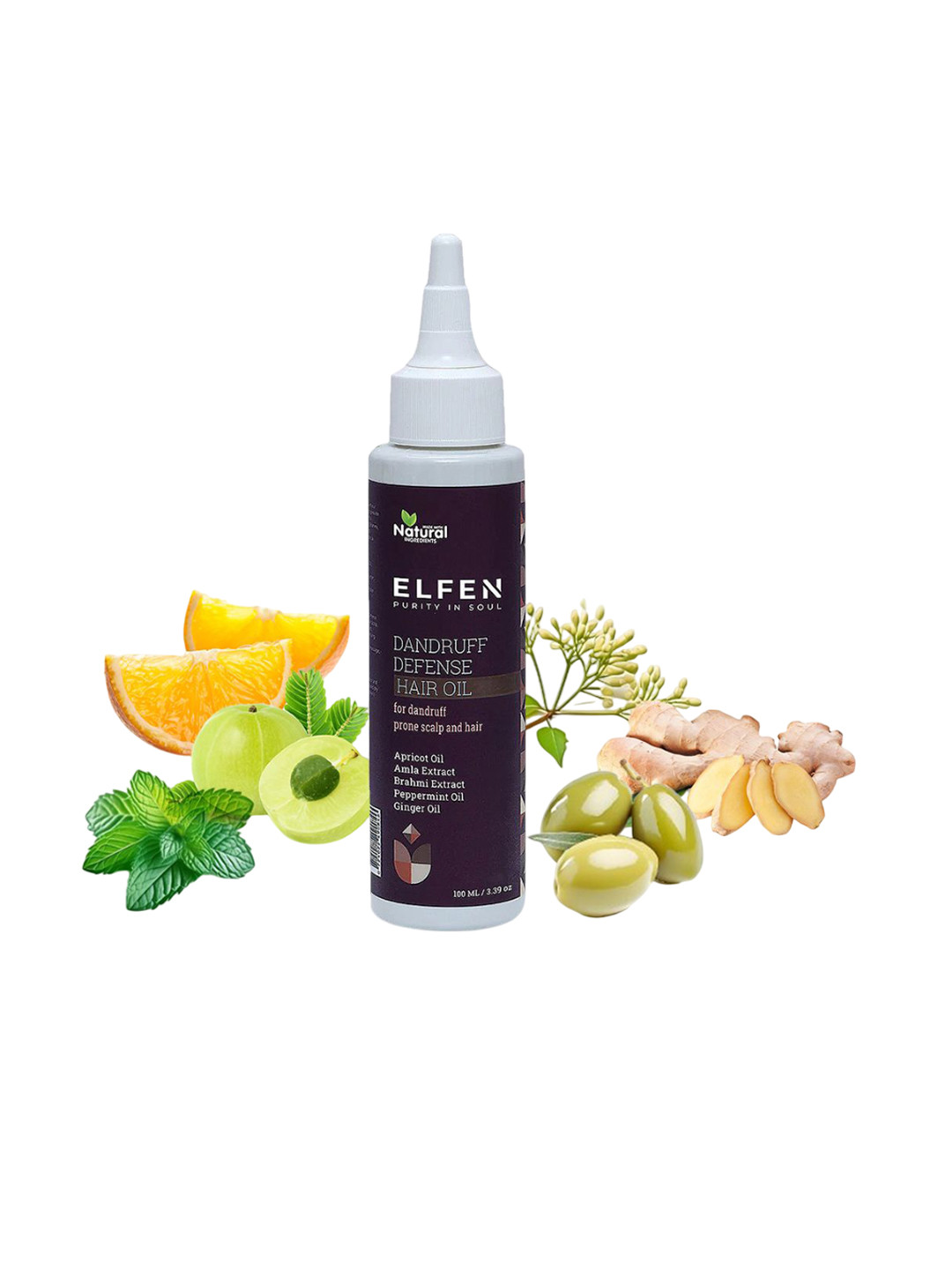 ELFEN Dandruff Defence Hair Oil With Ginger- Peppermint & Brahmi Extract- 100 ml