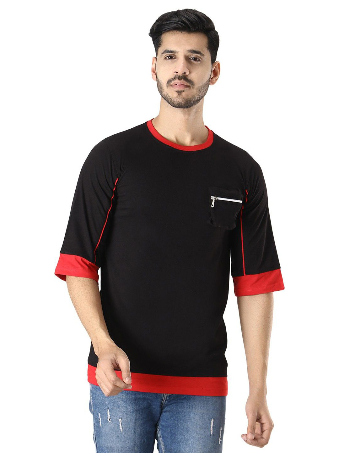 Black Collection Men Solid Cotton Oversized T-shirt