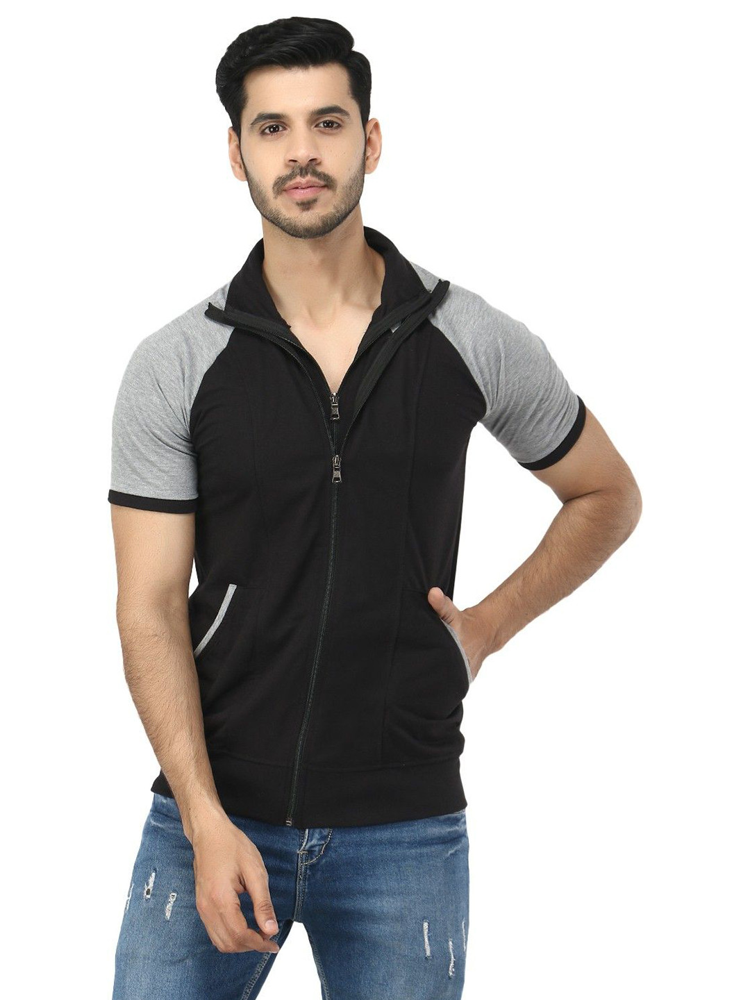 Black Collection Men Colourblocked Cotton T-shirt