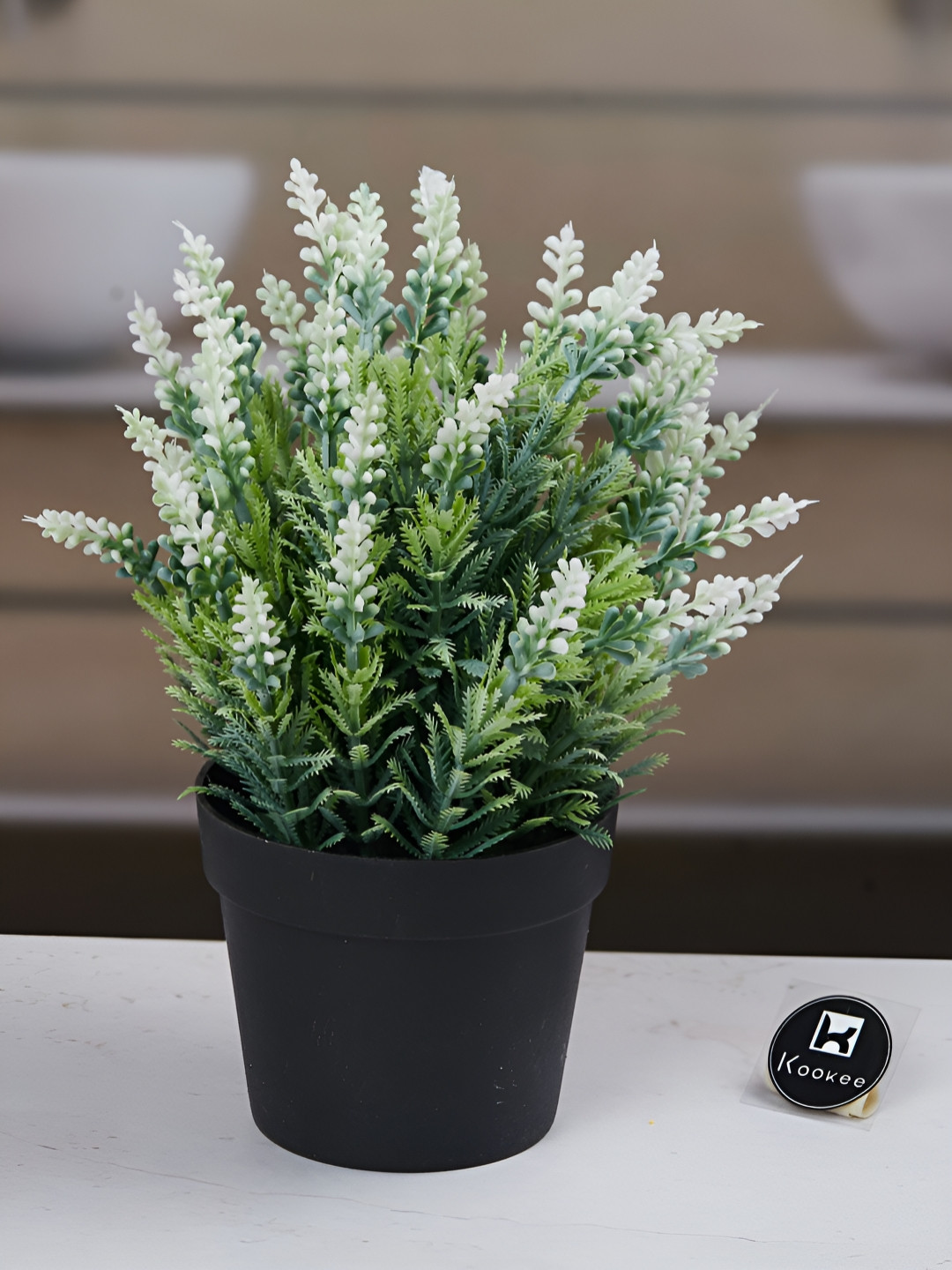 Kookee White And Green Artificial Plant With Pot