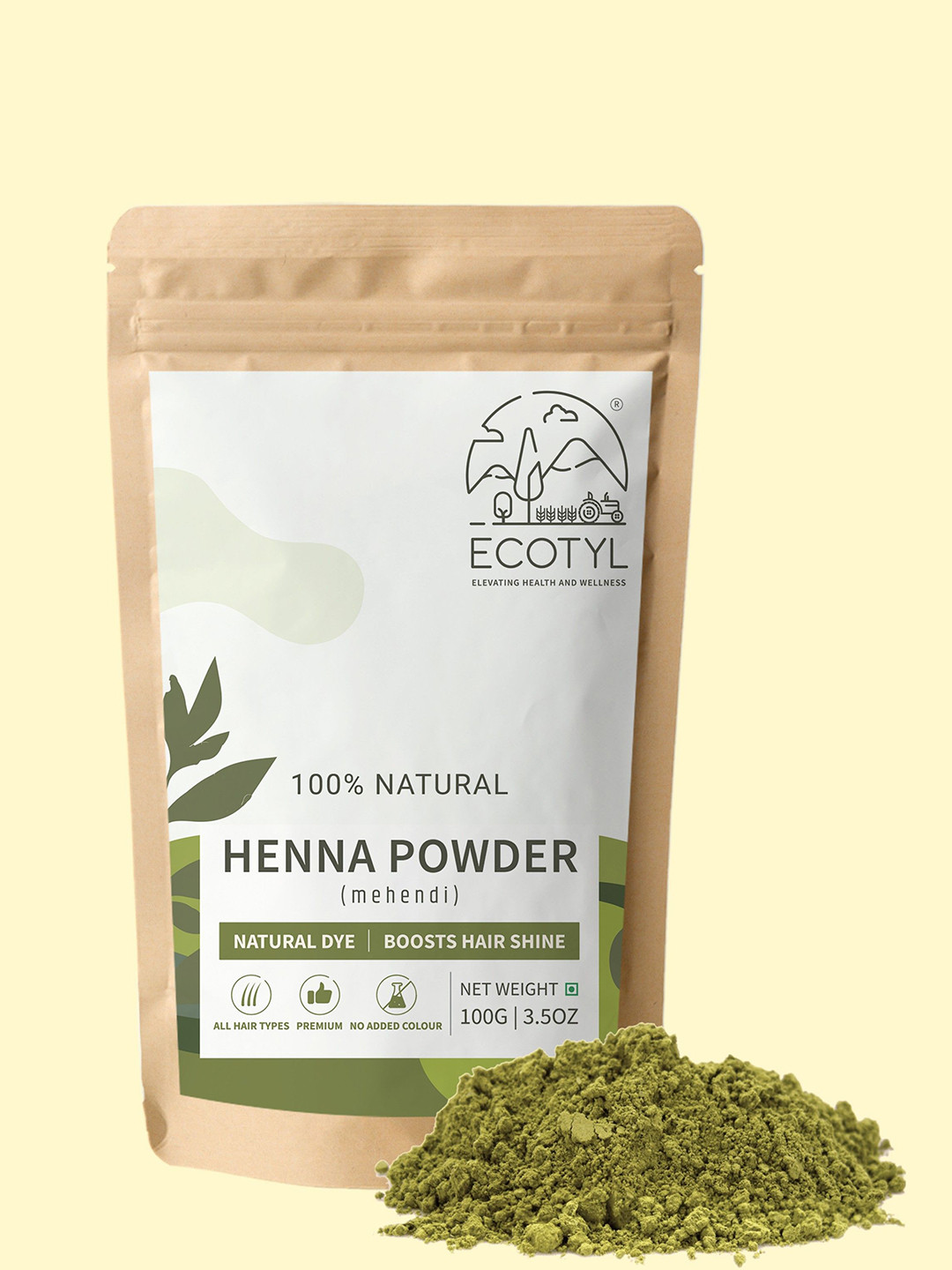 Ecotyl 100% Natural Henna Powder Hair Color For Hair Strengthening - 100 g