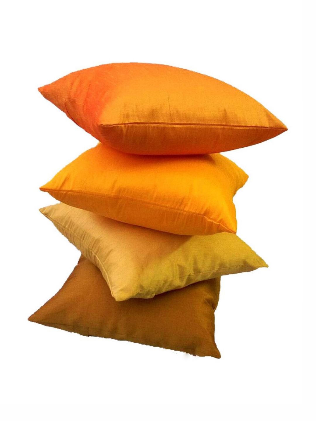 RoyalDeco Yellow Silk Color Fastness 4 Piece Square Cushion Covers -16x16In