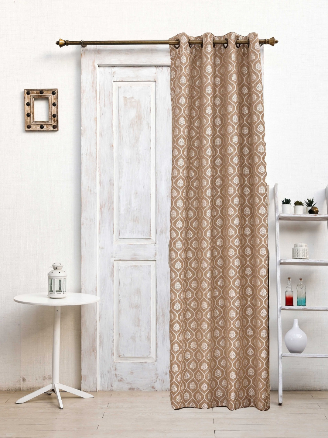 Ariana Nexus Brown & White Ethnic Motifs Black Out Window Curtain