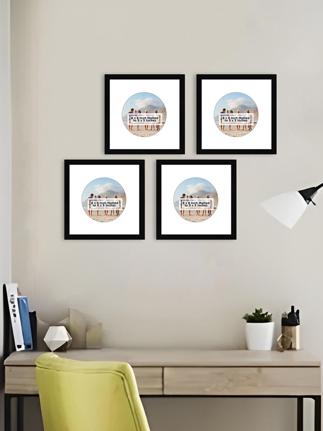 Art Street Black and White 4 Pieces Self Design Wooden Wall Photo Frames