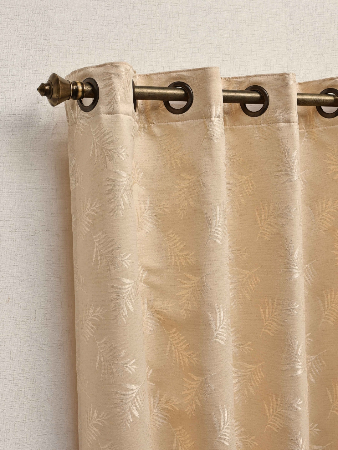 Ariana Airy Cream-Coloured Floral Printed Satin Semi-Blackout Window Curtain