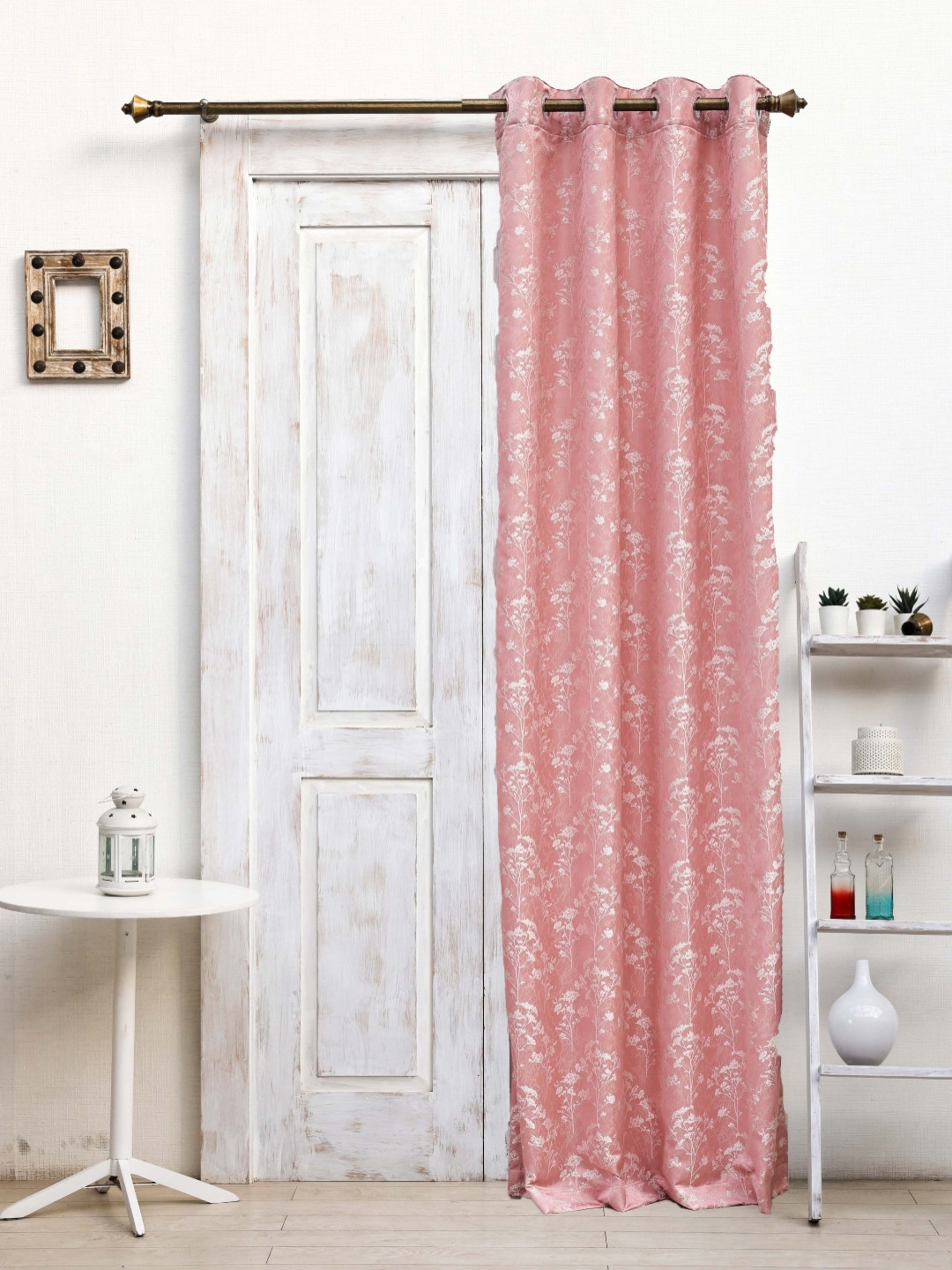Ariana Celestial Coral & White Floral Printed Door Curtain