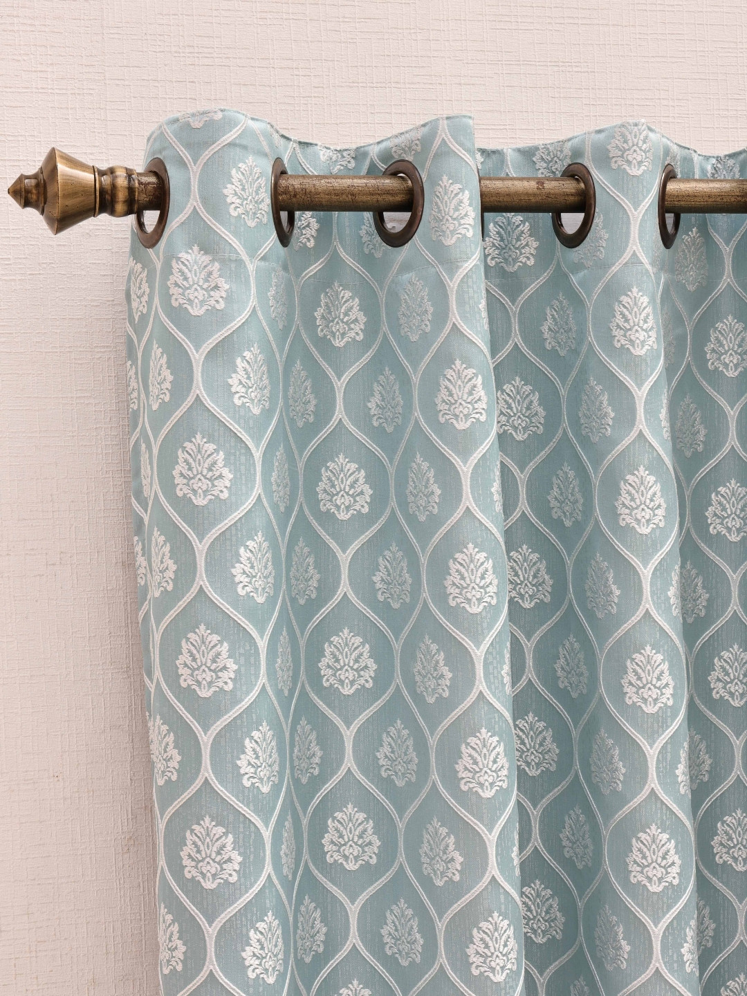 Ariana Nexus With Satin Blue & Silver-Toned Ethnic Motifs Semi-Blackout Long Door Curtain
