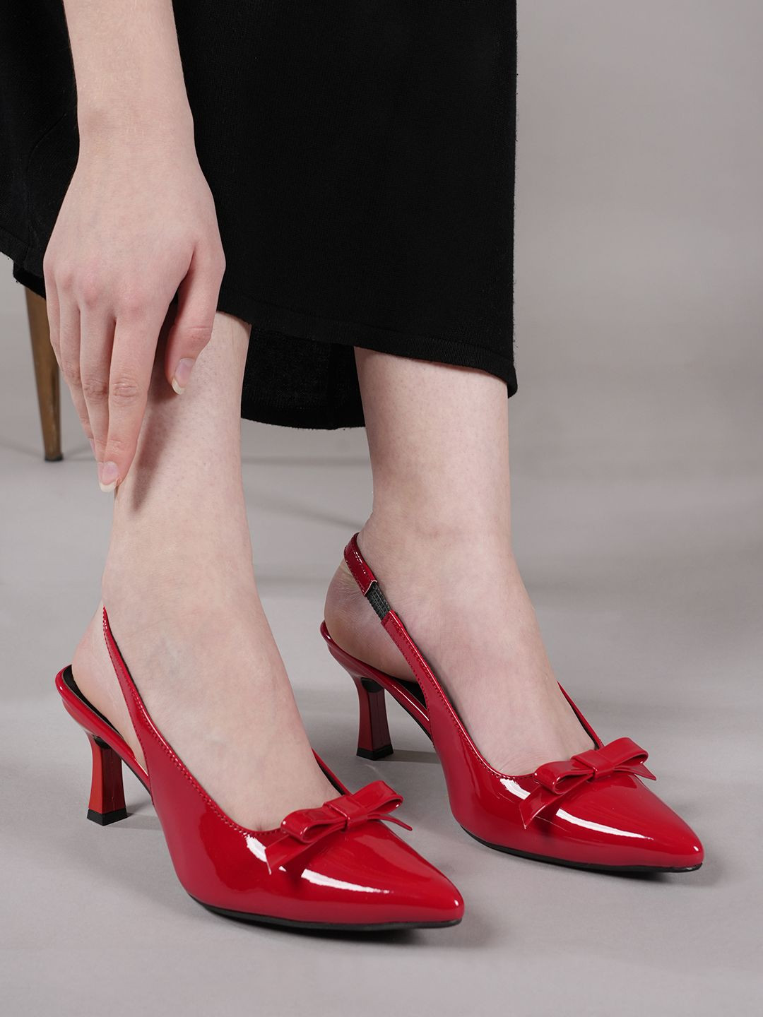 Lavie Slim Heeled Slingback Pumps with Bows
