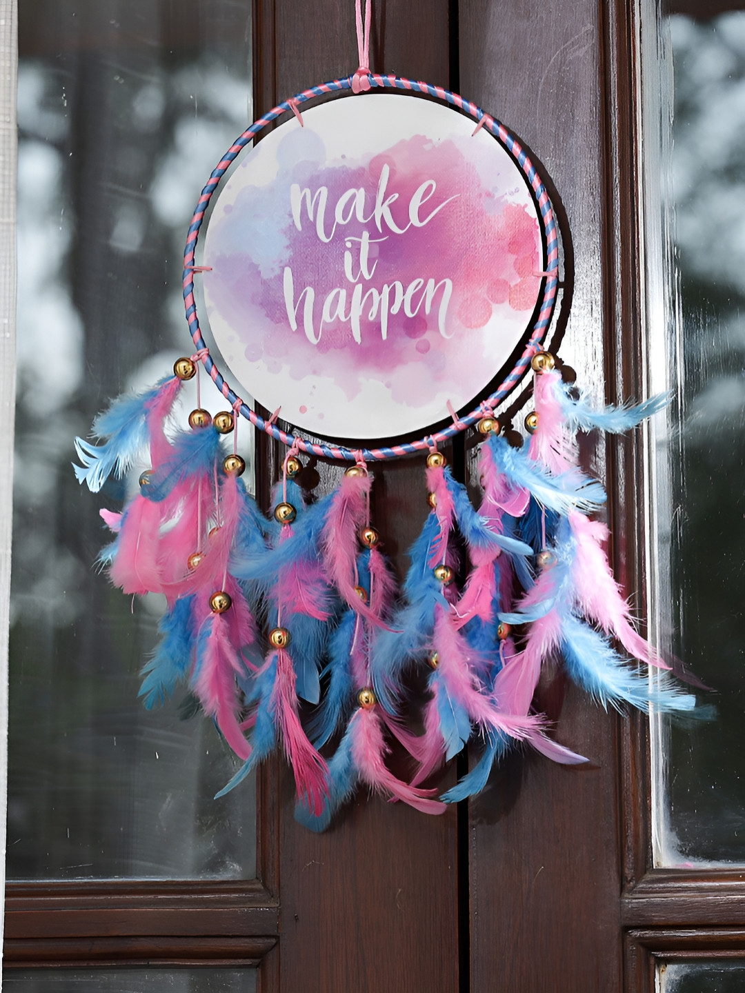 DULI Handmade Dream catcher Fabric Tasselled Glossy Hanging Bedroom -17.7In
