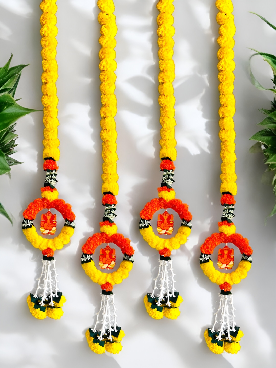 TORNORY 4-Pcs Yellow & Red Floral Wall Hanging Garlands