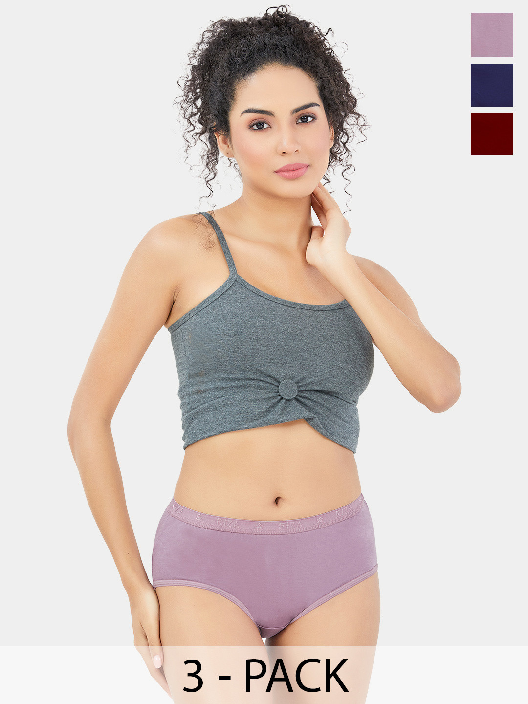 Trylo Elena Women Pack Of 3 Full Coverage High Waist Cotton Hipster Briefs