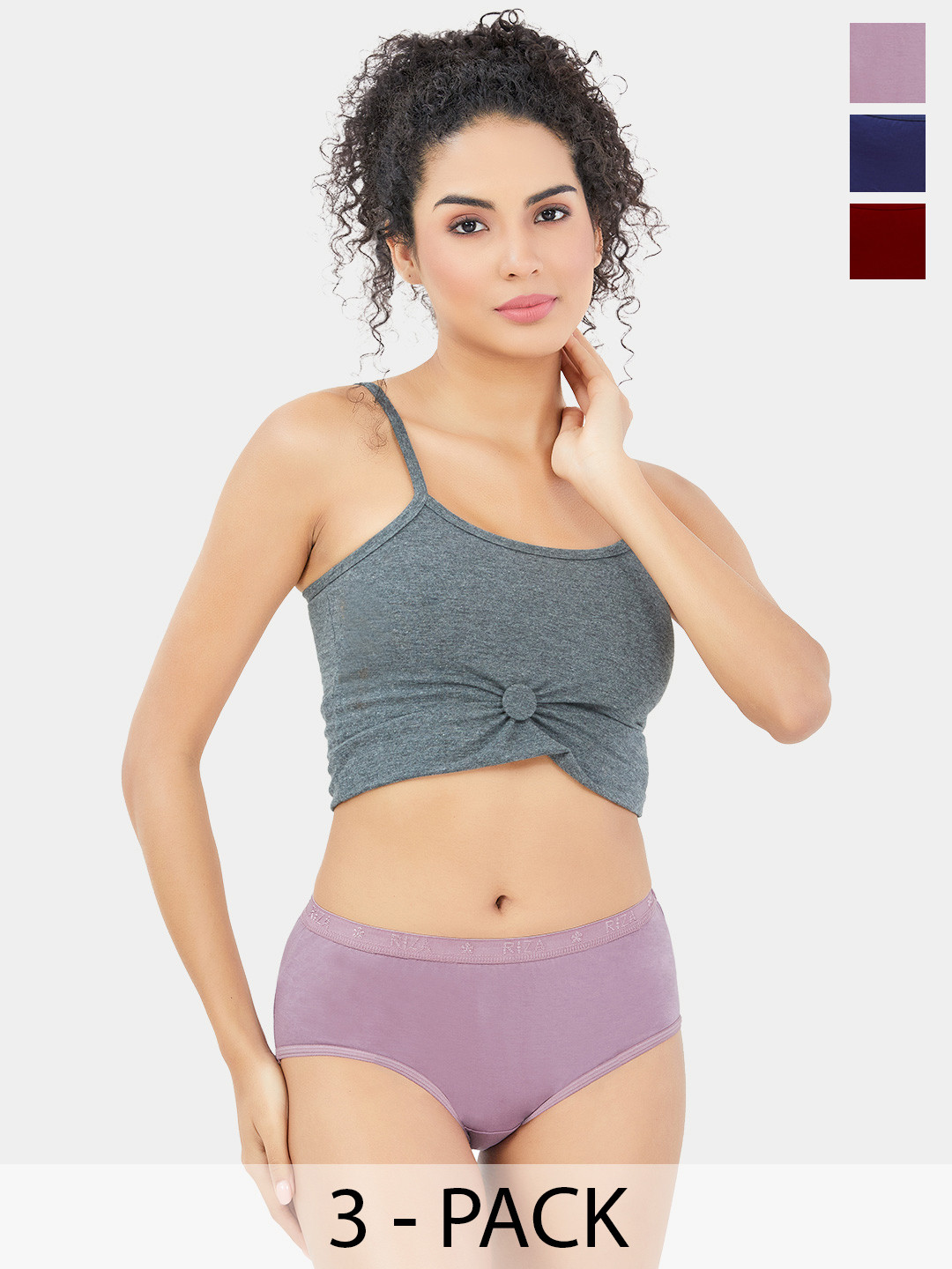 Trylo Elena Women Pack Of 3 Full Coverage High Waist Cotton Hipster Briefs