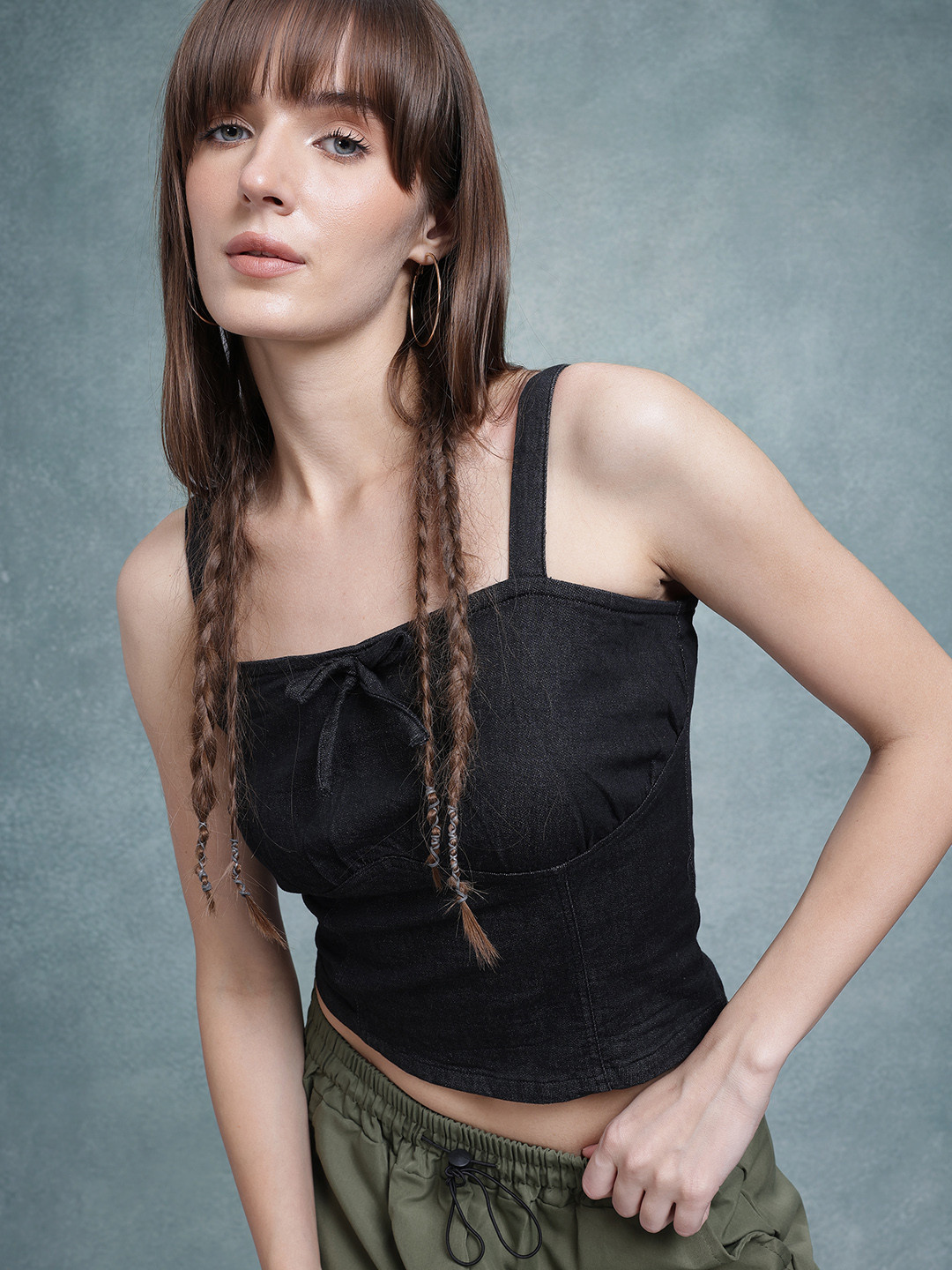 The Roadster Life Co. Chambray Corset Crop Top