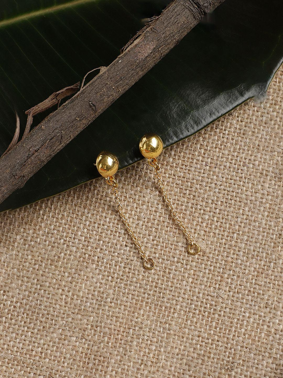 DUGRISTYLE Rang-e-Zar Gold-Plated Circular Shaped Drop Earrings