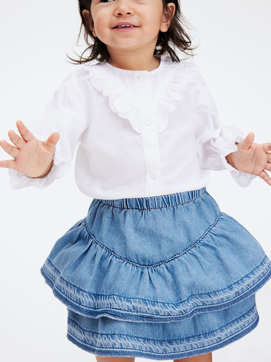 H&M Flounced Denim Skirt