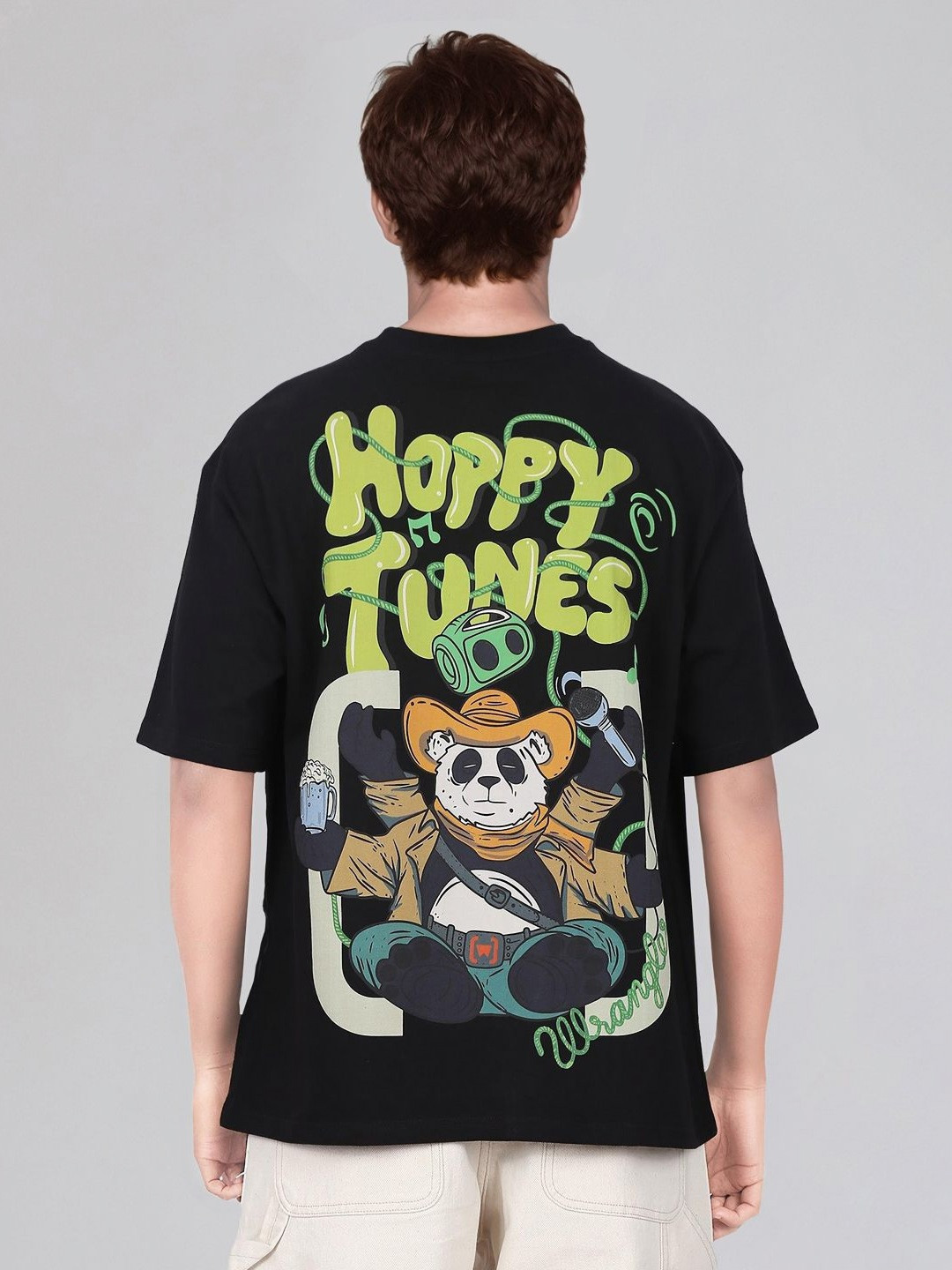 Wrangler Men Kung Fu Panda Graphic Printed Round Neck Cotton Oversized Fit T-shirt