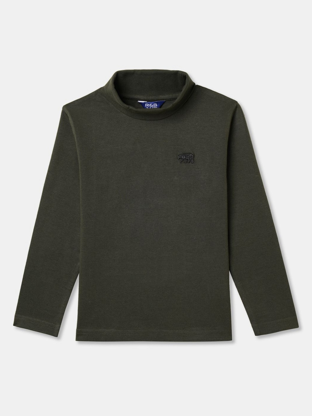 R&B Boys Solid Turtle Neck Cotton T-shirt