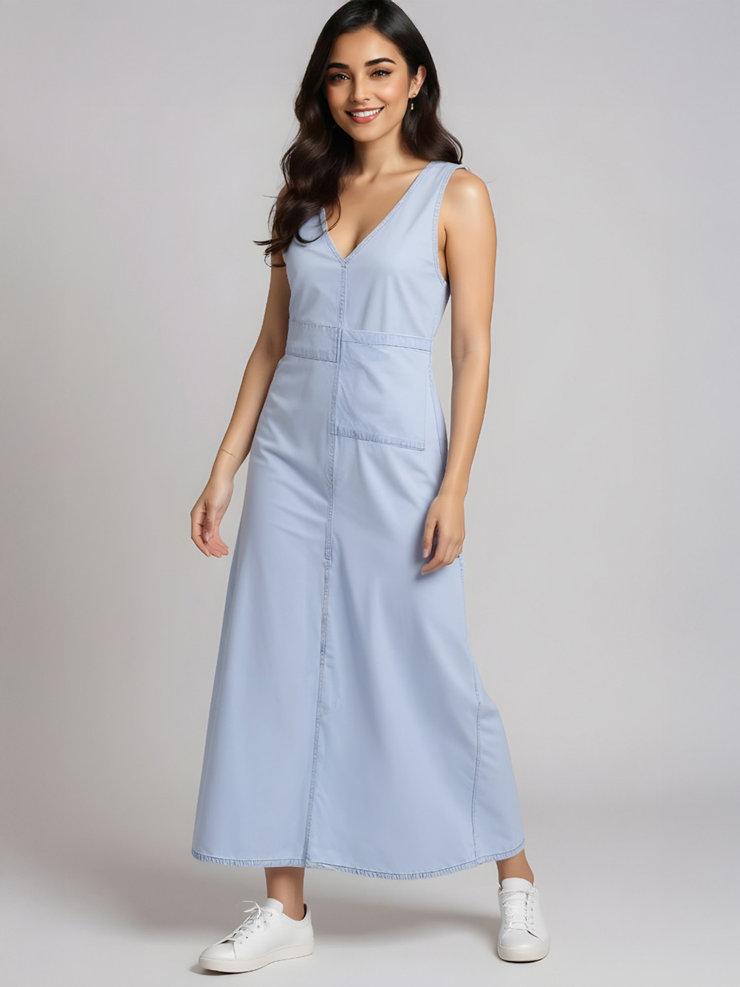 glitchez Maxi Denim A-Line Dress