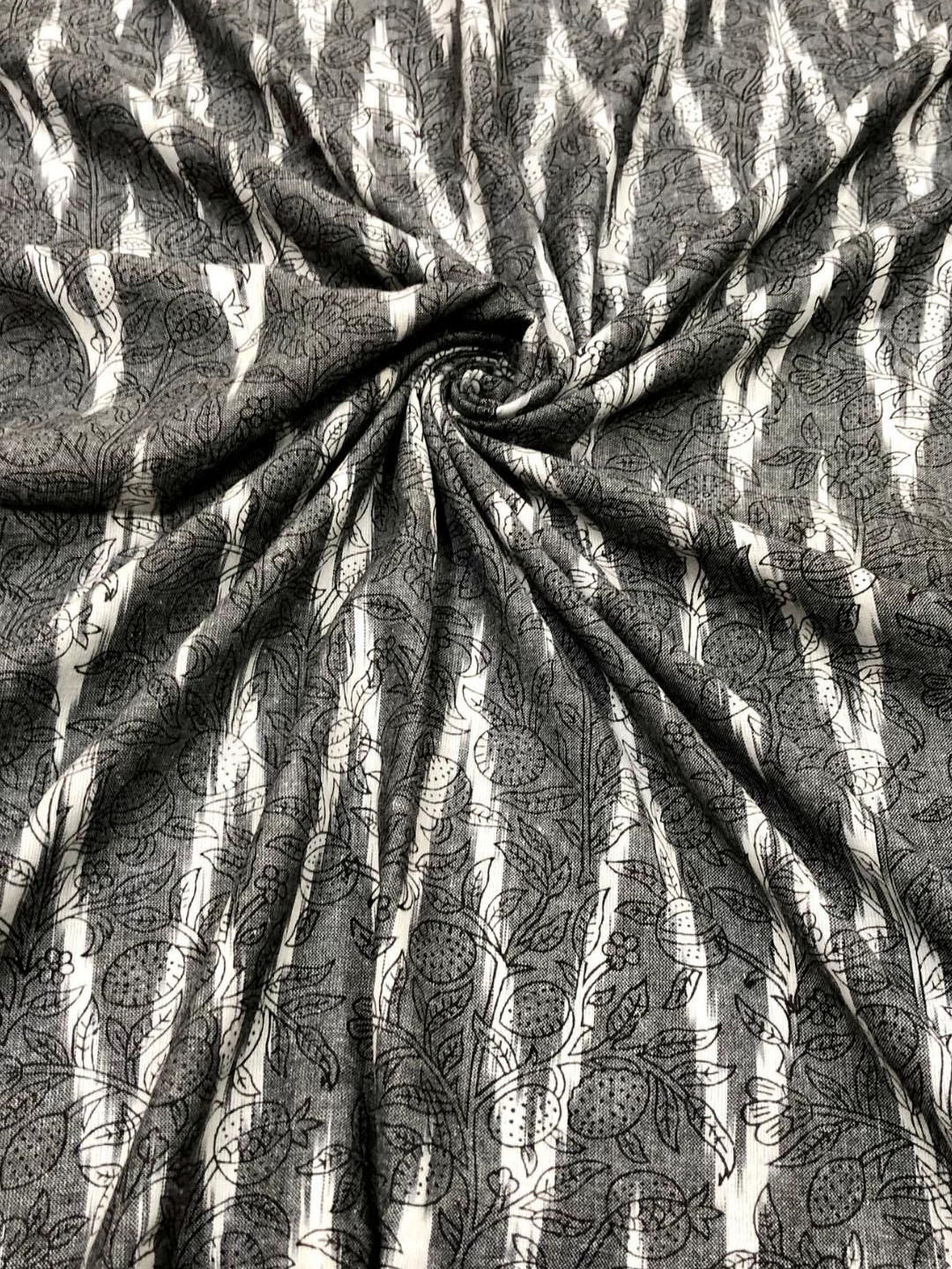 PALASH Floral Ikat Printed Pure Cotton Unstitched Dress Material