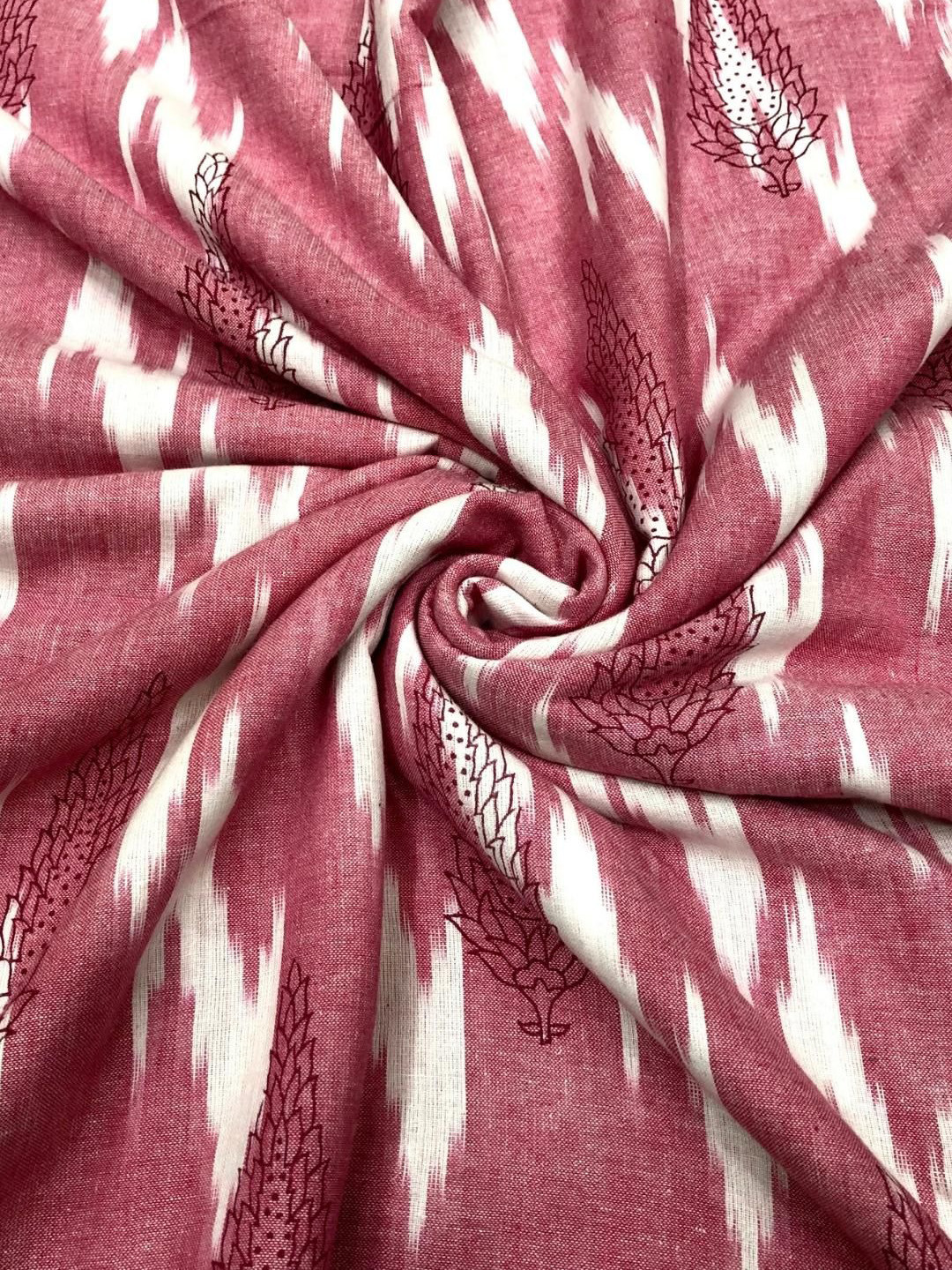 PALASH Abstract Printed Pure Cotton Ikat Block Unstitched Dress Material