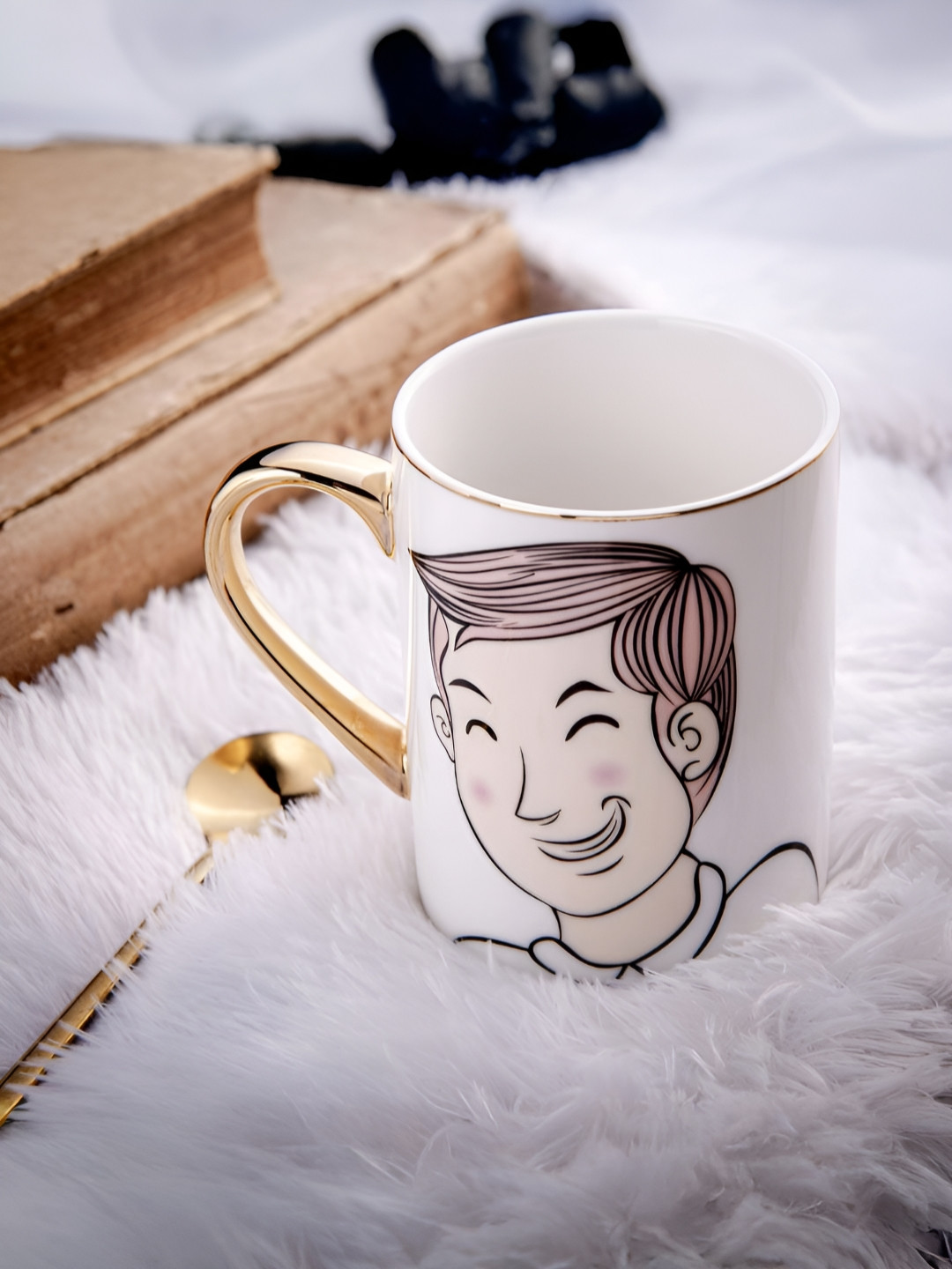 giBOX White Conversational Ceramic Handmade Mug-400ml
