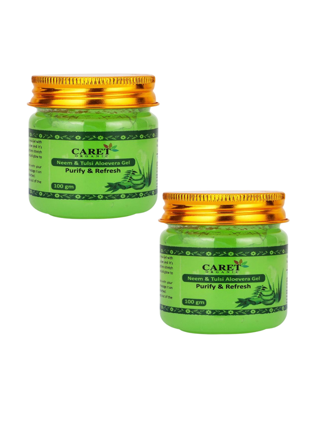 CARET ORGANIC Set Of 2 Neem & Tulsi Aloevera Face Beauty Gel For Glowing - 100 g Each