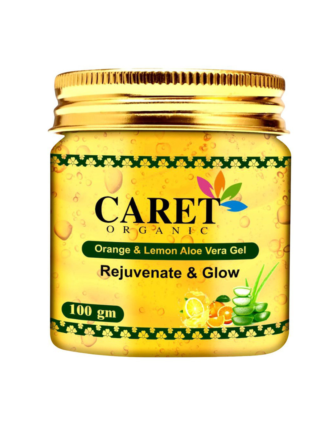 CARET ORGANIC Set Of 3 Orange & Lemon Naturals Pure Aloe Vera Vitamin C Gel- 100 g Each