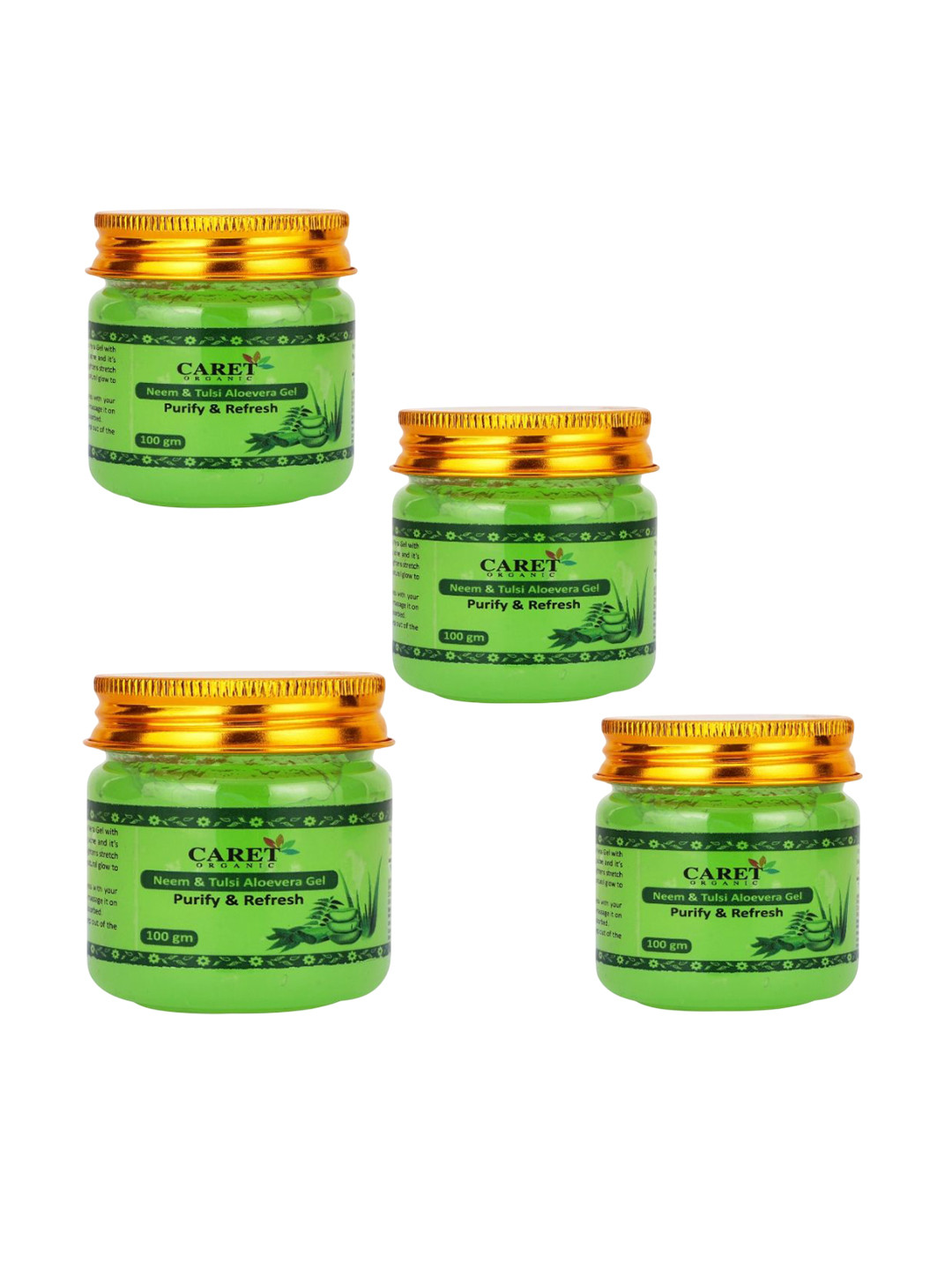 CARET ORGANIC Set Of 4 Neem, Tulsi & Aloevera Moisturising Beauty Gel- 100 g Each