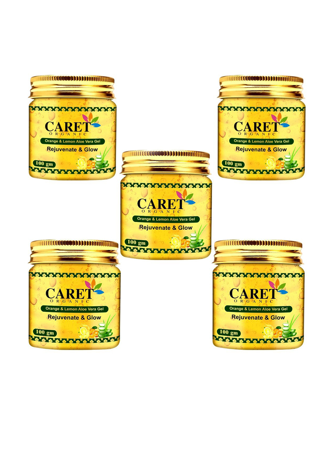 CARET ORGANIC Set Of 5 Orange & Lemon Skin Lightning Vitamin C Gel - 100 g Each