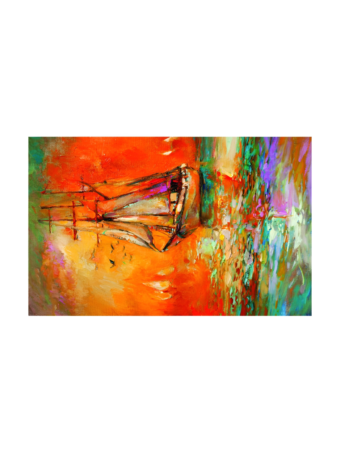 Inephos Orange Canvas Wall Living Room Rectangle Paintings Wall Art -47.24 x 29.53In