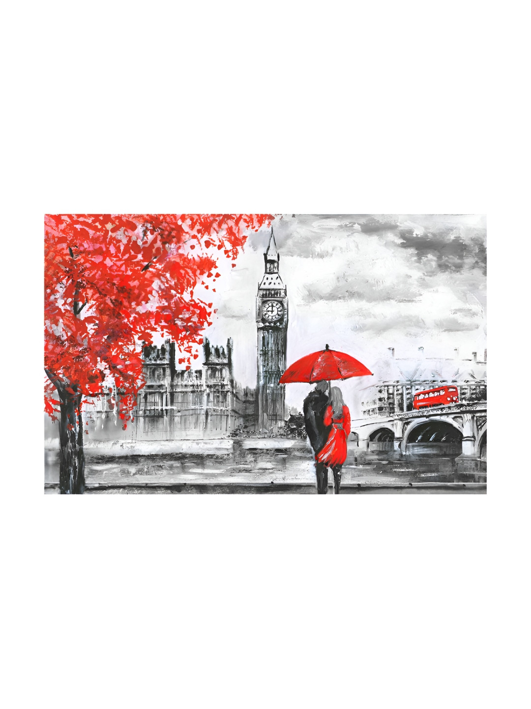 Inephos White And Red Floral and Botanical Printed Wall Art