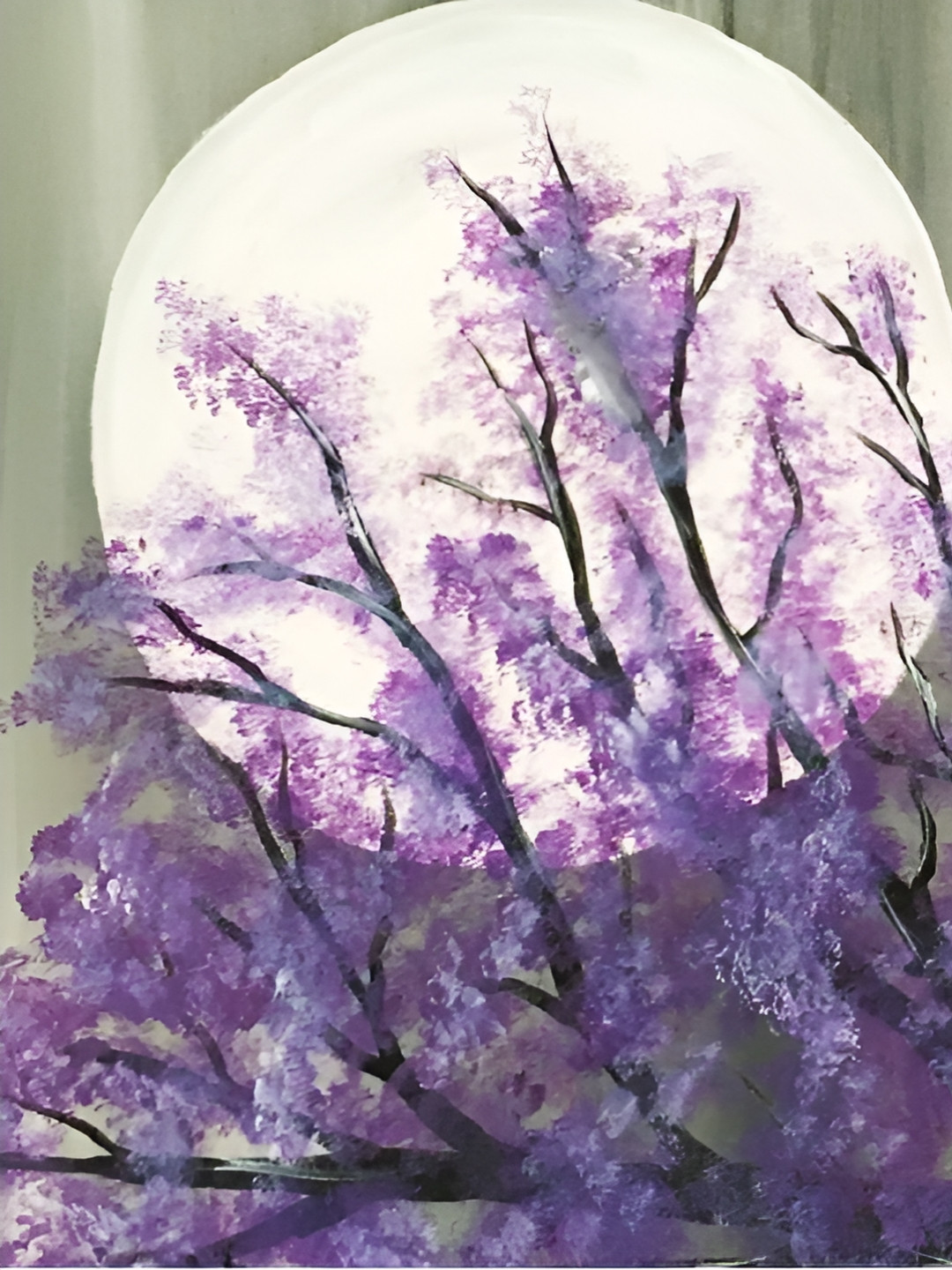 Inephos White And Lavender Floral & Botanical Printed Paper Canvas Unframed Wall Paintings