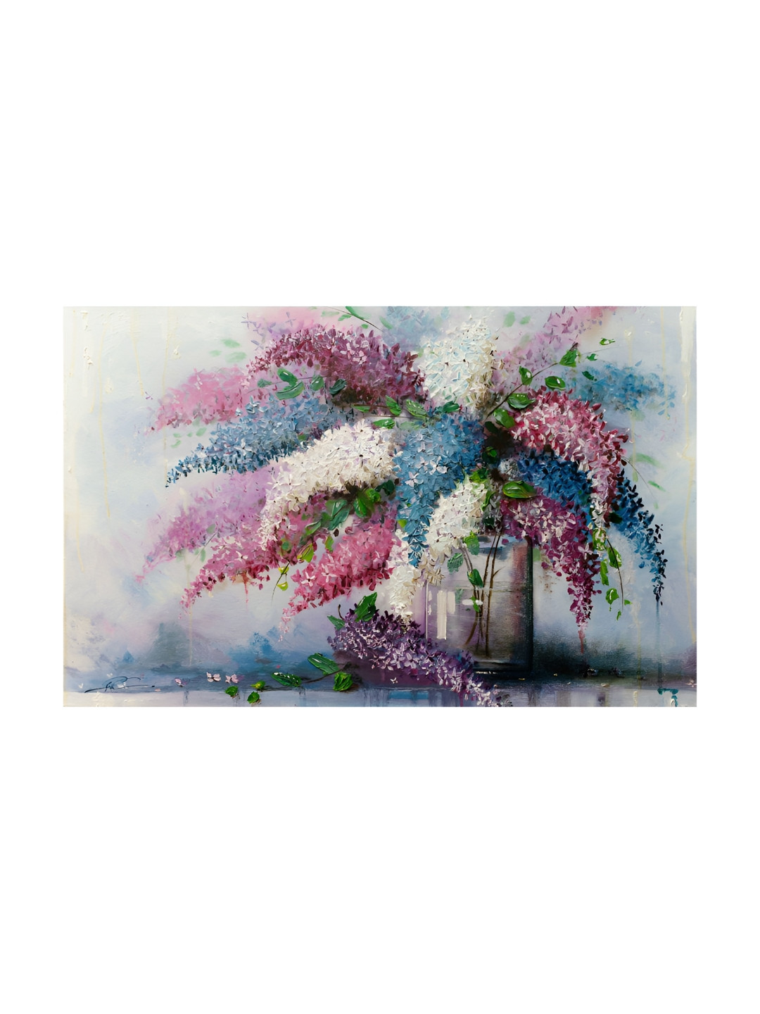 Inephos White And Pink Floral And Botanical Printed Paper Canvas Unframed Wall Paintings