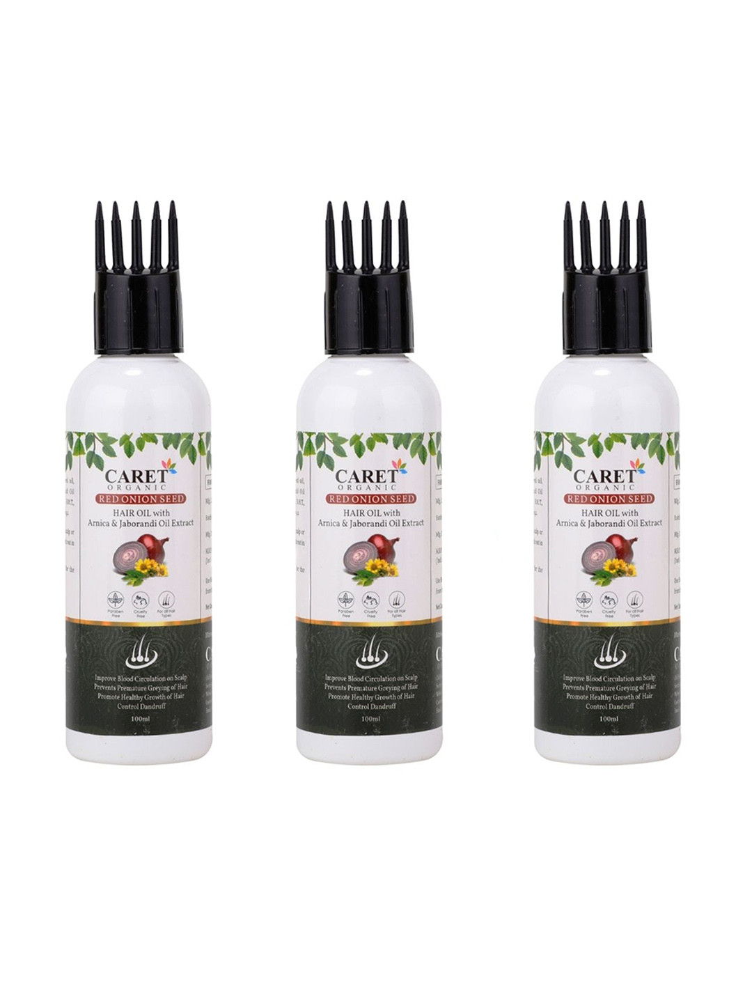 CARET ORGANIC Set Of 3 Onion Red Seed Hair Oil For Hair Fall Control - 100 ml Each