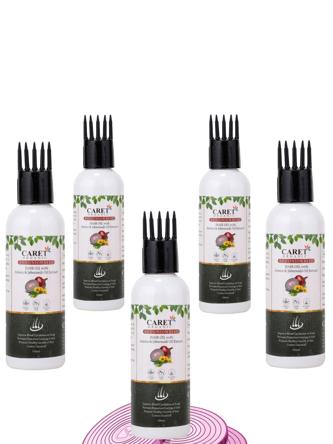 CARET Set Of 5  Red Seed Onion Hair Oil - 100 ml Each