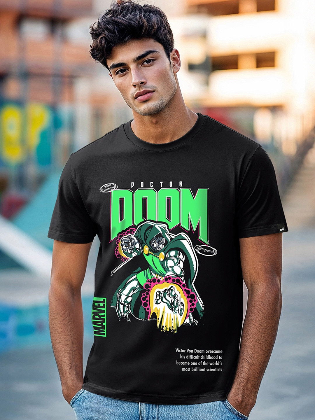 Bewakoof Official Marvel Merchandise Dr.Doom Men's Graphic Printed T-Shirt