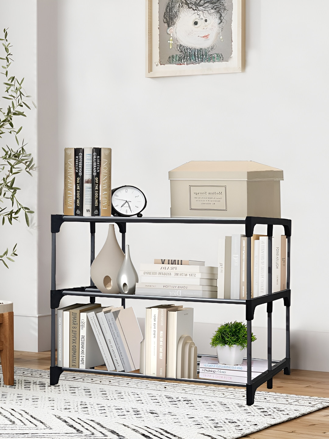 Urban Choice Black 3 Layer Book Shelf
