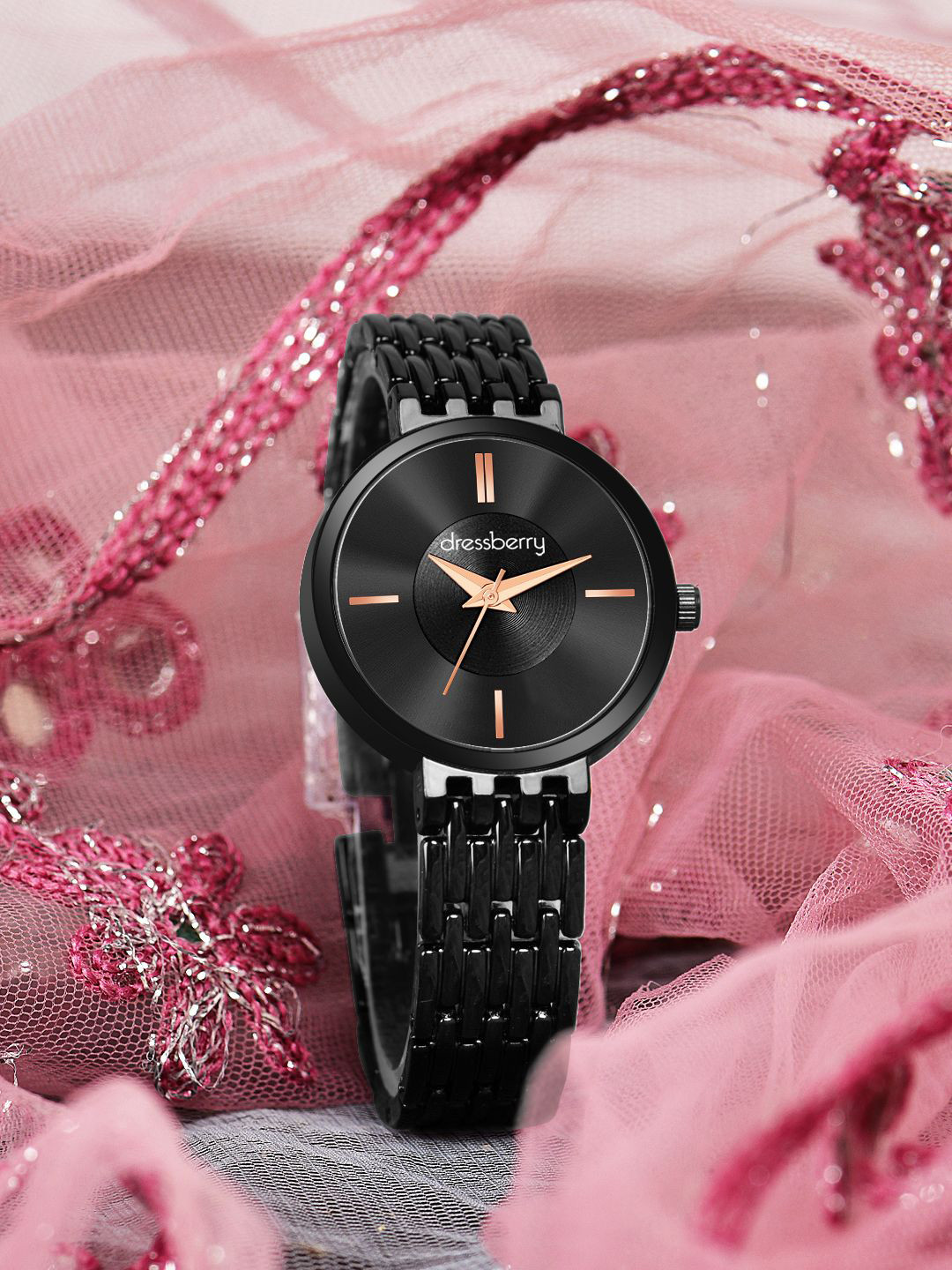 DressBerry Women Dial & Bracelet Style Straps Analogue Watch HOBDB-NEW-118-BK
