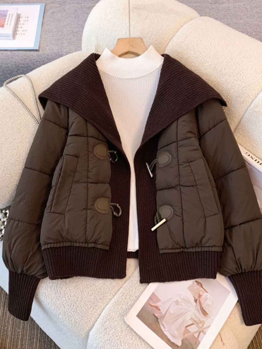 Miss Mosa By Akanksha  Women Brown Oliver Warm Padded Jacket