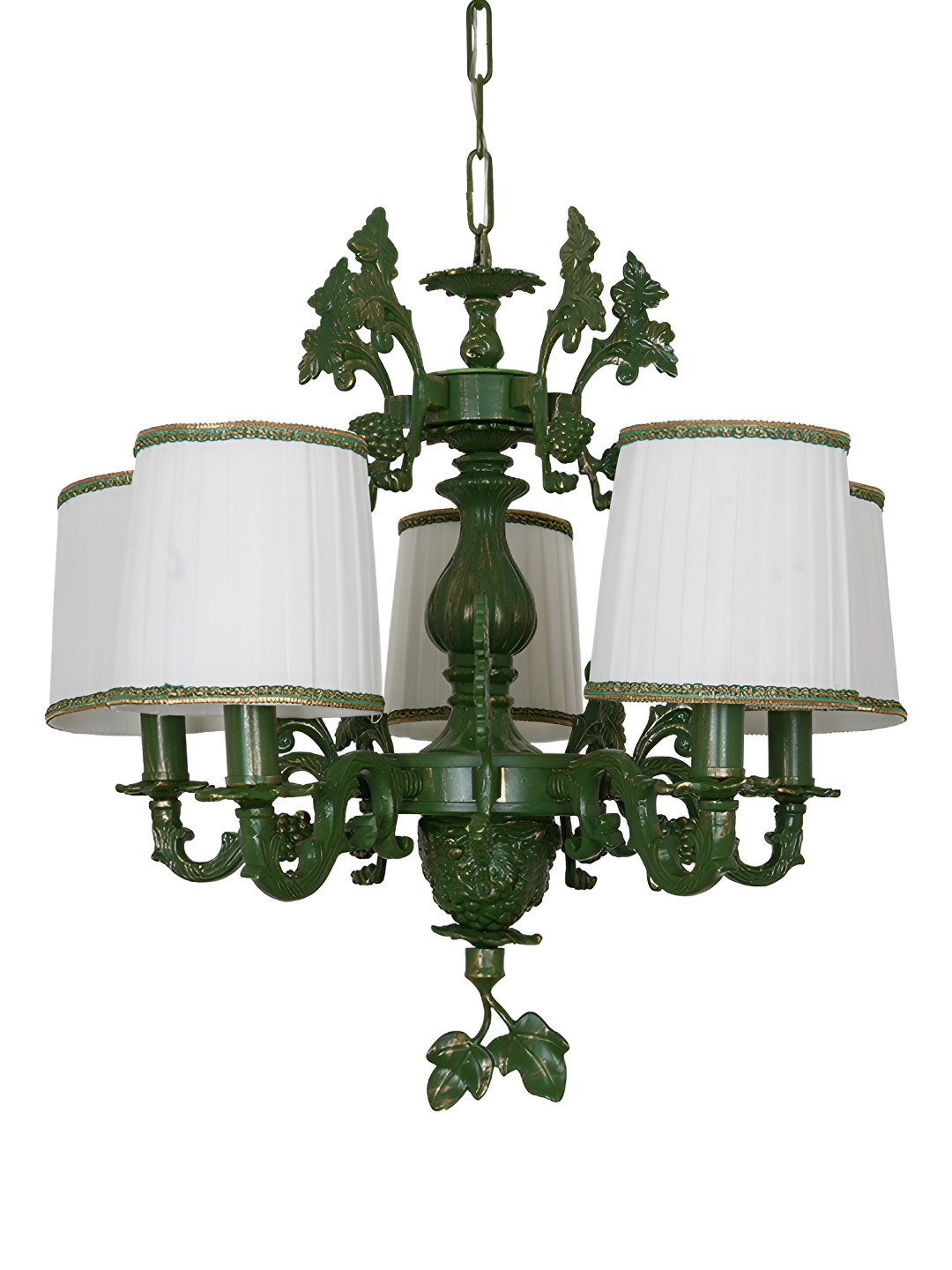 Fos Lighting Green & White Textured Aluminium Cylinder Shaped Ceiling Lamp