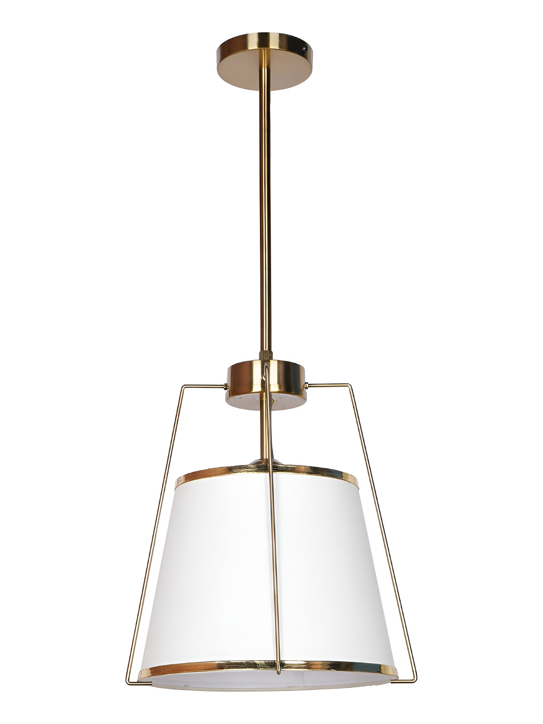 Fos Lighting Cream-Coloured & Gold-Toned Cylinder Shaped Ceiling Lamp