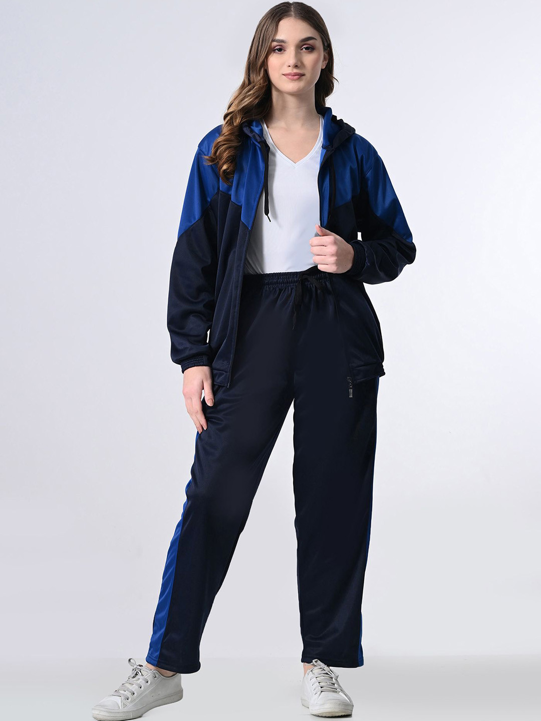 BAESD Women Color-Blocked Spelling-Hooded Tracksuit