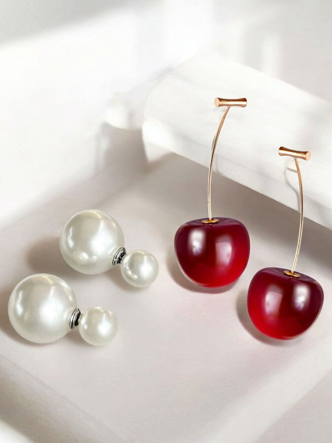 Vighnaharta Bejeweled Set Of 2 Gold-Plated Pearls Studded Spherical Studs