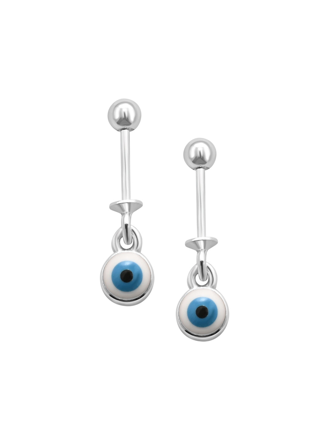 925 SILLER Kids Girls 925 Pure Silver Evil Eye Protection Drop Stud Earrings