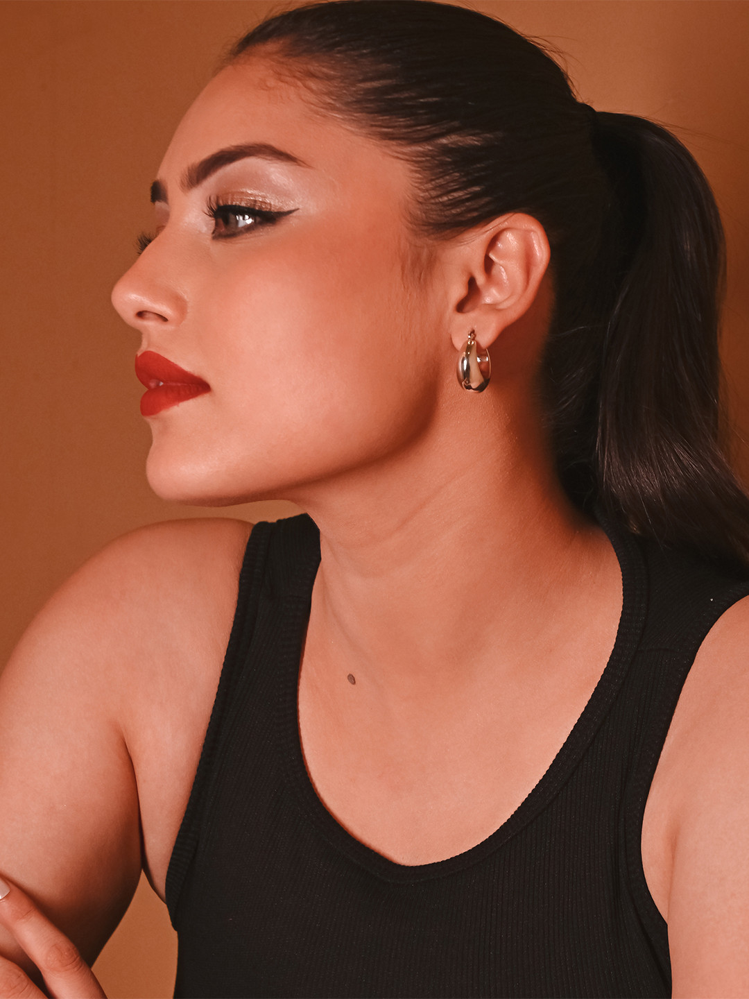 925 SILLER 925 Pure Silver Chunky Hoop Earrings