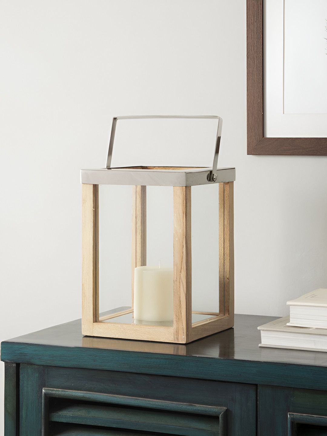 NILAAY Silver-Toned & Brown Jun Lux Laltern Candle Holder