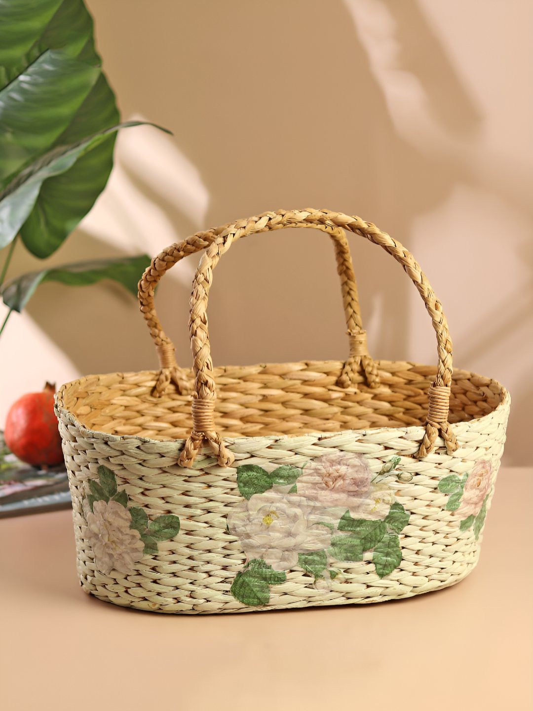 HABERE INDIA Green 2025 Straw Easy to Clean Core Fruit and Vegetable Basket