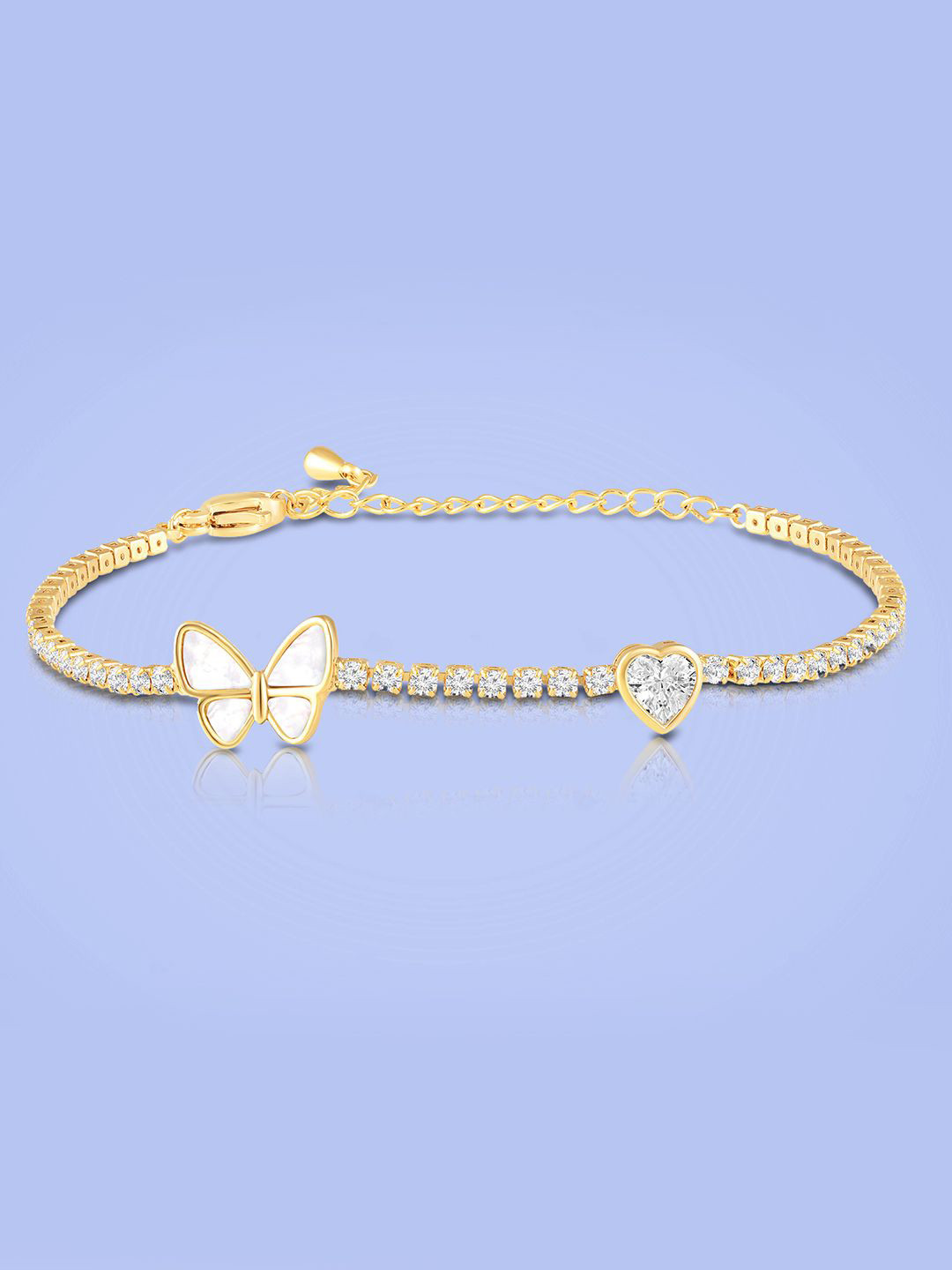 Peora Gold Plated Cubic Zirconia Adjustable & Openable Wraparound Bracelet