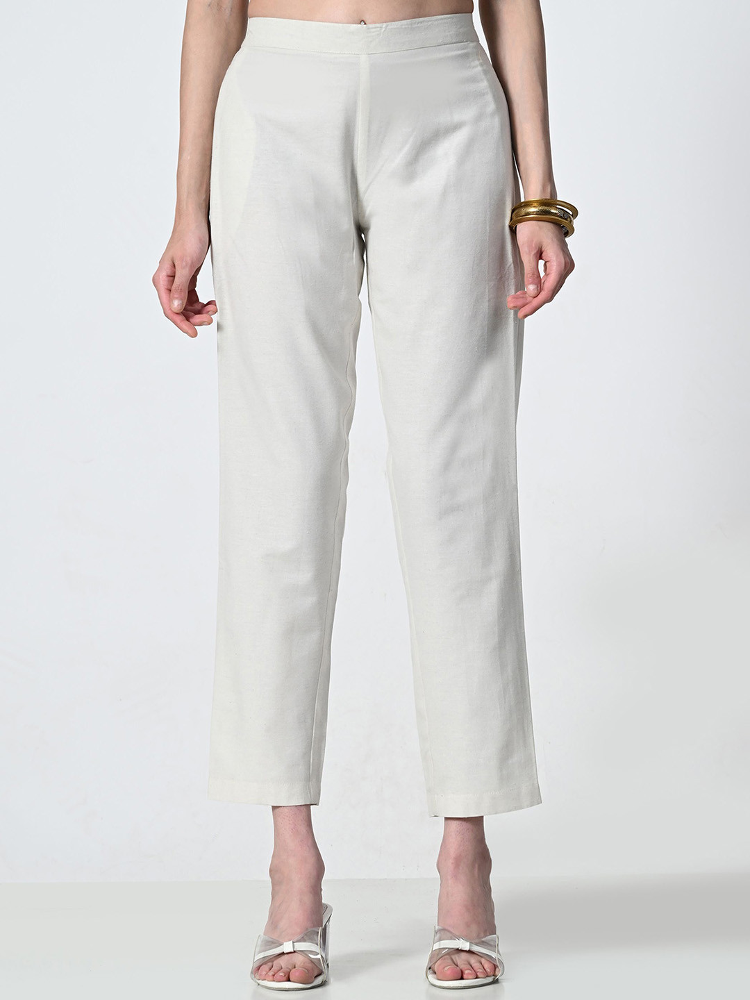 ALL WAYS YOU Women Smart Straight Fit Mid-Rise Cropped Trousers